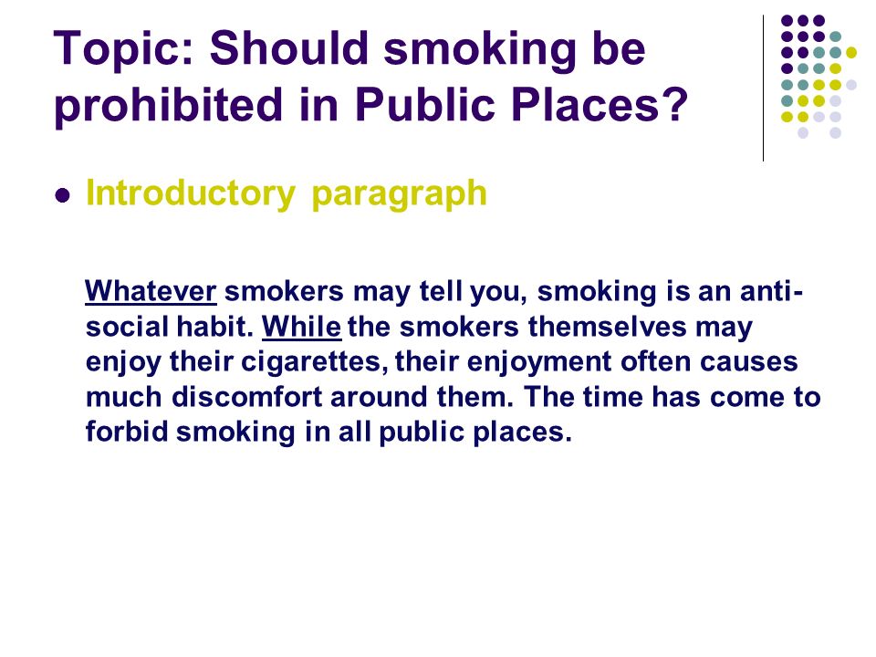 Essay on why smoking should be banned on public places